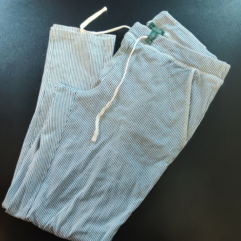 Ralph Lauren Blue and White Straight Leg Pants
